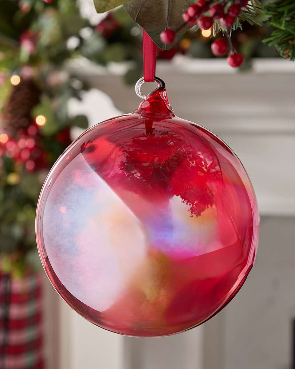 Red Bottle Glass Ball Ornament